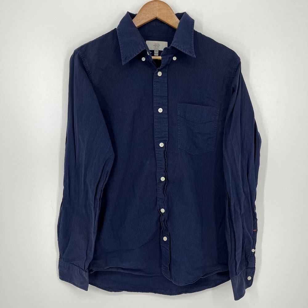 Jack Spade Warren Street Mens Medium Navy Blue Textured Button Down Shirt